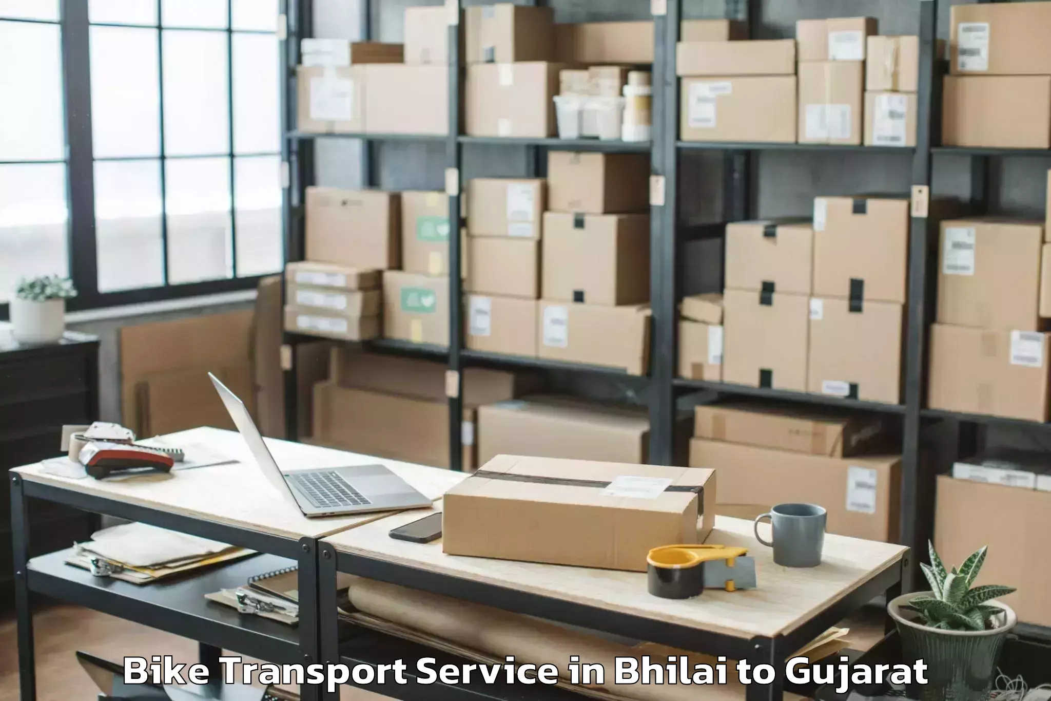 Reliable Bhilai to Unjha Bike Transport